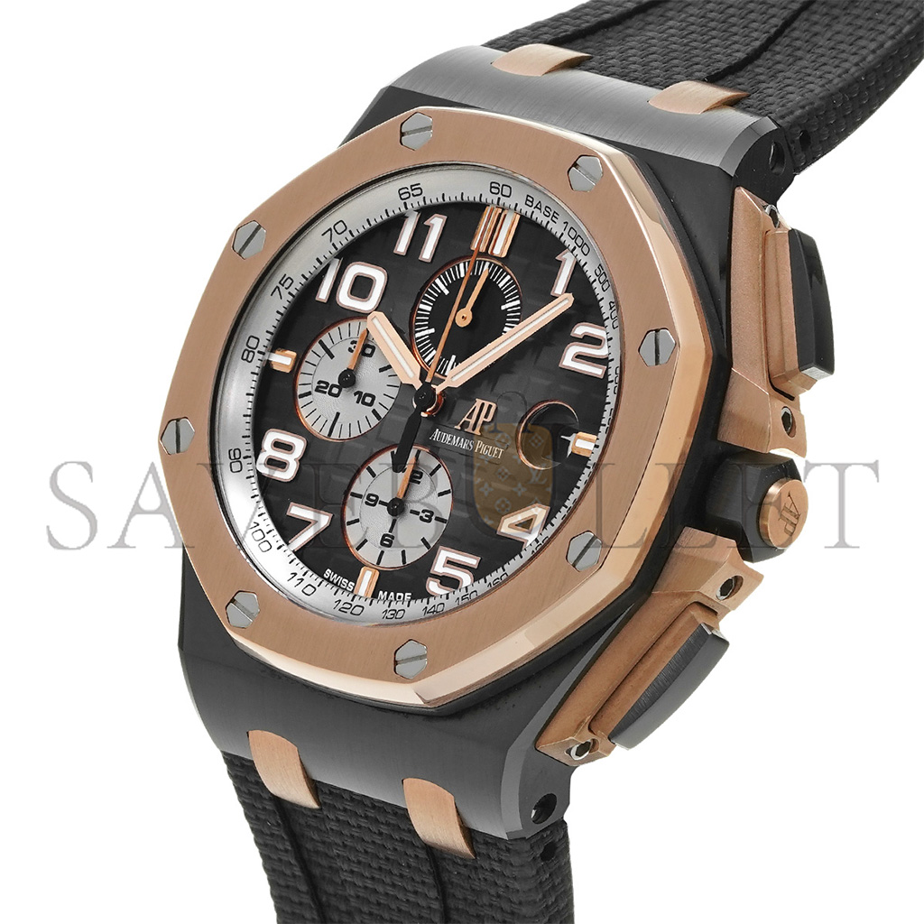 AUDEMARS PIGUET ROYAL OAK OFFSHORE BLACK CERAMIC 44MM SMOKED GREY ROMAN DIAL WATCH 26405NR.OO.A002CA.01